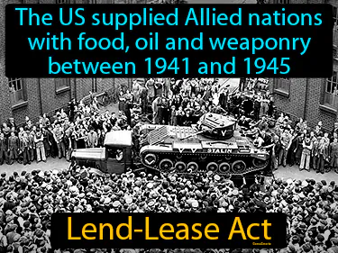 The US supplied Allied nations with food, oil and weaponry between 1941 and 1945